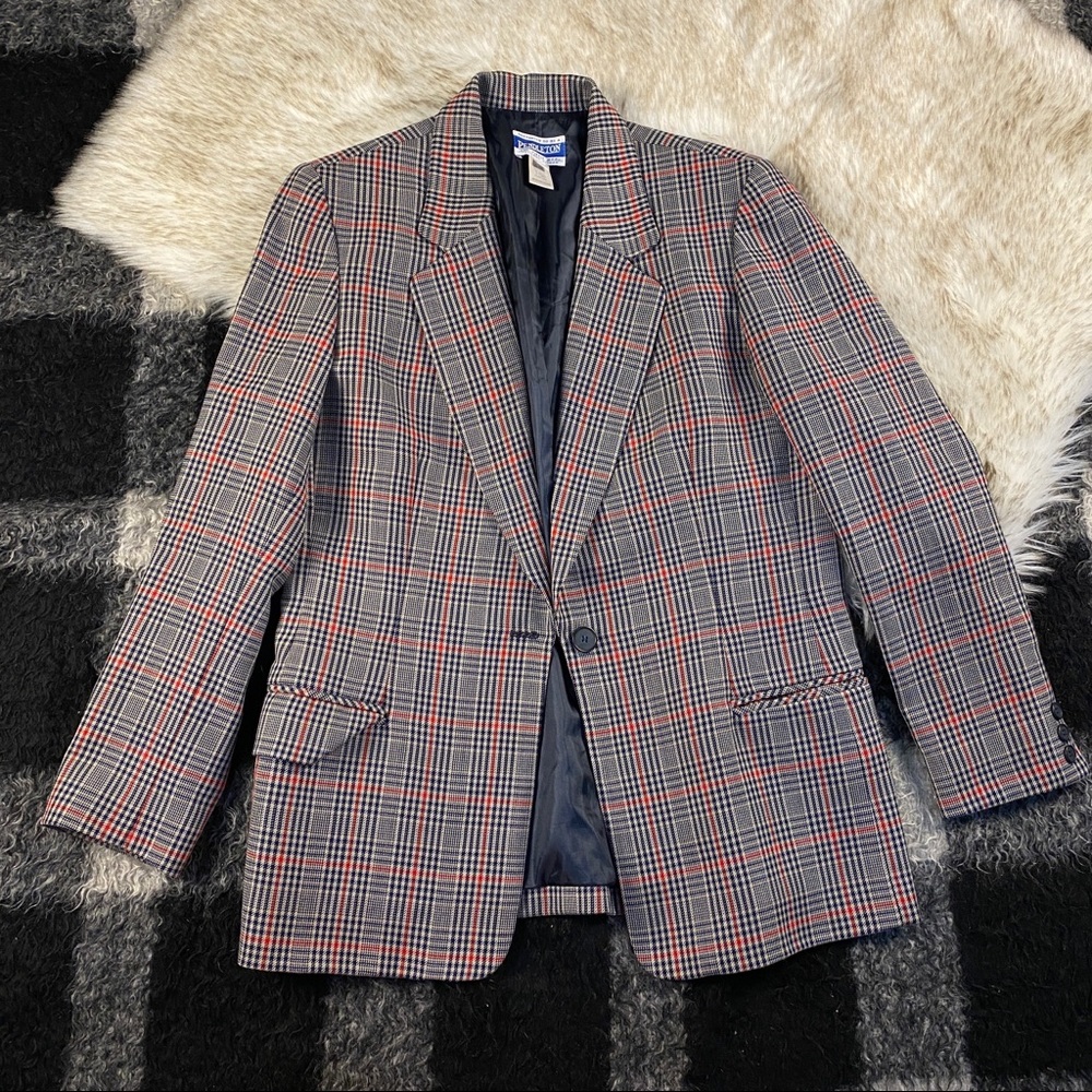 Pendleton Plaid Wool Blazer Jacket 10 - image 2